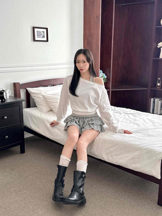 Halter Stripe Off-Shoulder Loose Fit Sweatshirt