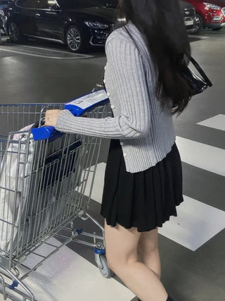 Collared Slim Fit Basic Ribbed Cardigan