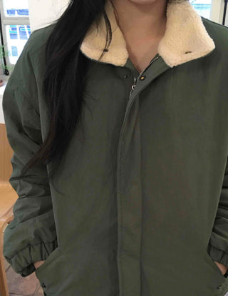 Vintage Shearling Collar Oversized Padded Field Jacket