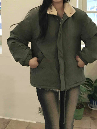 Vintage Shearling Collar Oversized Padded Field Jacket