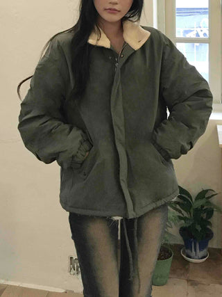 Vintage Shearling Collar Oversized Padded Field Jacket