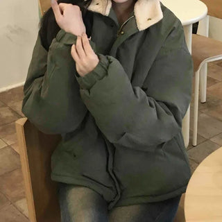 Vintage Shearling Collar Oversized Padded Field Jacket
