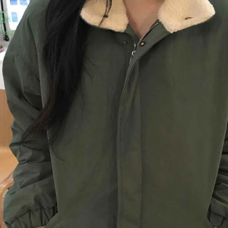 Vintage Shearling Collar Oversized Padded Field Jacket