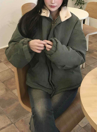 Vintage Shearling Collar Oversized Padded Field Jacket