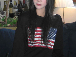America Off-Shoulder Loose Fit Sweatshirt