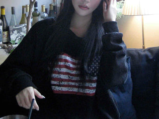 America Off-Shoulder Loose Fit Sweatshirt