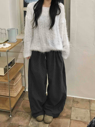 Balloon Fit Mini Dot Corduroy Pants