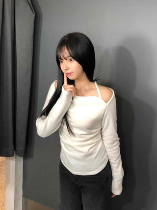 Shoulder Cut Slim T-shirt