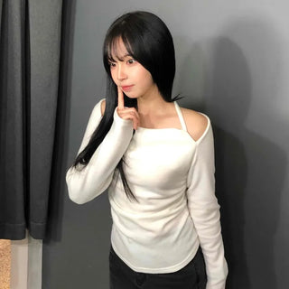 Shoulder Cut Slim T-shirt