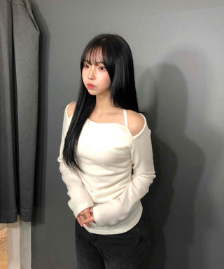 Shoulder Cut Slim T-shirt