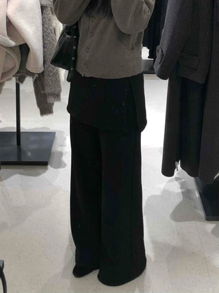 Button slit layered long pants