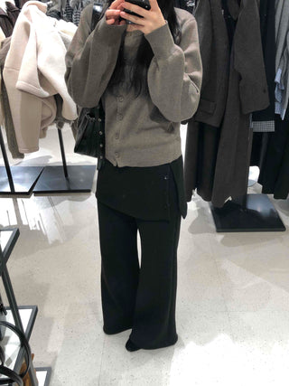 Button slit layered long pants