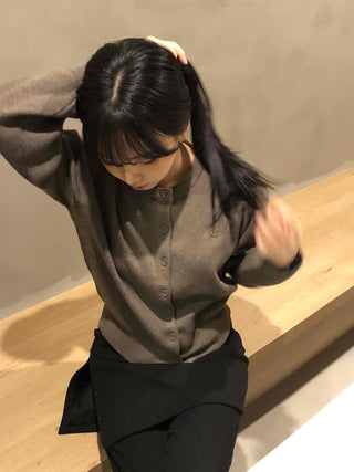 Button slit layered long pants