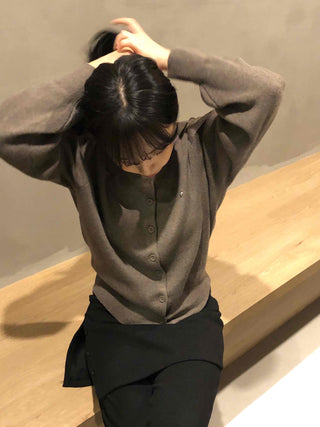 Button slit layered long pants