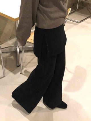Button slit layered long pants