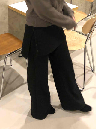 Button slit layered long pants