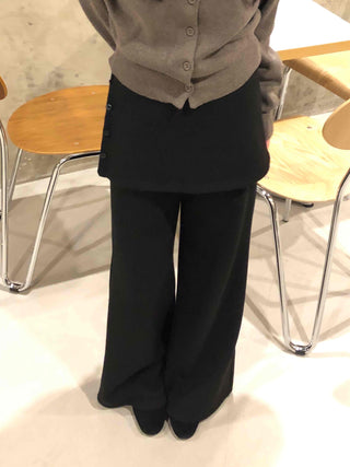 Button slit layered long pants
