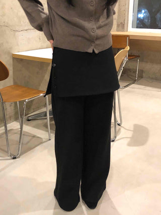 Button slit layered long pants
