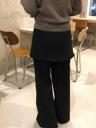 Button slit layered long pants