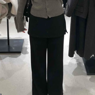 Button slit layered long pants