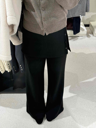 Button slit layered long pants