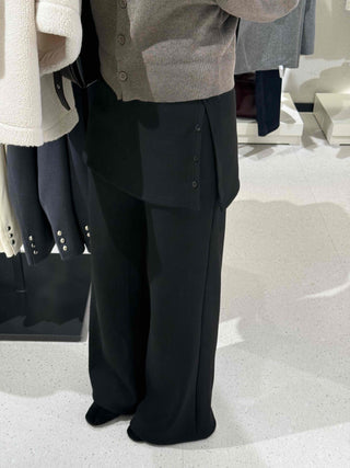 Button slit layered long pants