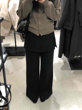 Button slit layered long pants