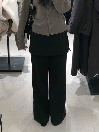 Button slit layered long pants