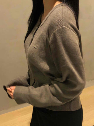 Classic Button Pendant Knit Cardigan