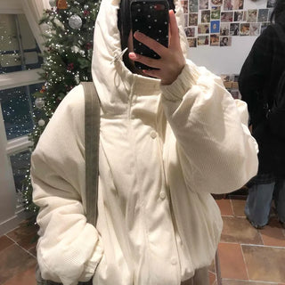 Oversized Corduroy Hooded Padded Jumper