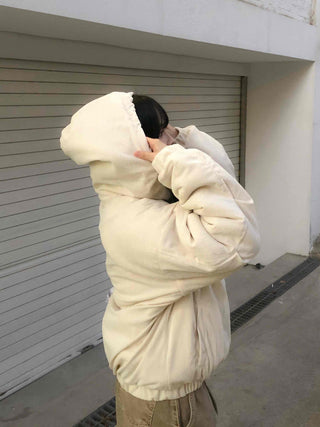 Oversized Corduroy Hooded Padded Jumper