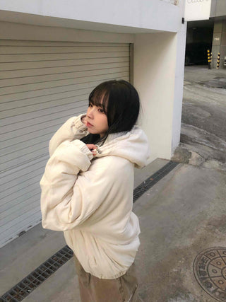 Oversized Corduroy Hooded Padded Jumper