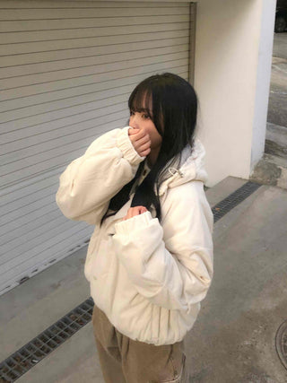 Oversized Corduroy Hooded Padded Jumper
