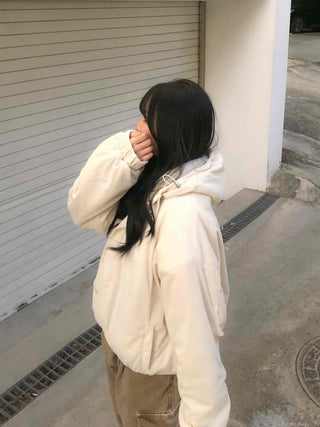 Oversized Corduroy Hooded Padded Jumper