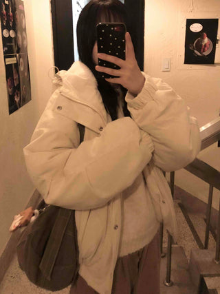 Oversized Corduroy Hooded Padded Jumper