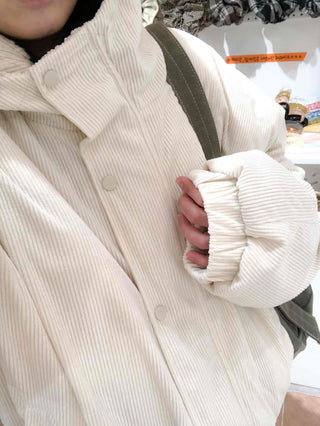 Oversized Corduroy Hooded Padded Jumper