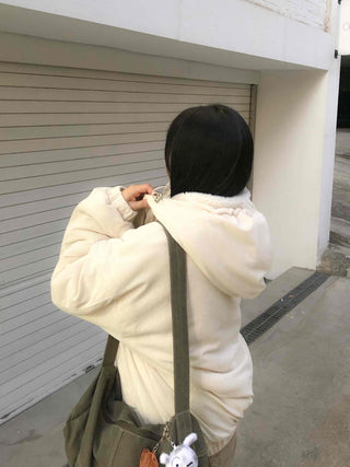 Oversized Corduroy Hooded Padded Jumper