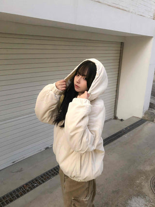 Oversized Corduroy Hooded Padded Jumper