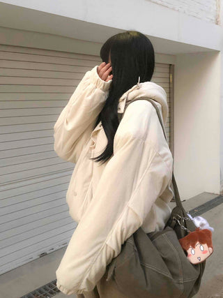 Oversized Corduroy Hooded Padded Jumper