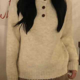 Wood Button Neck Cozy Knit