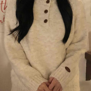 Wood Button Neck Cozy Knit