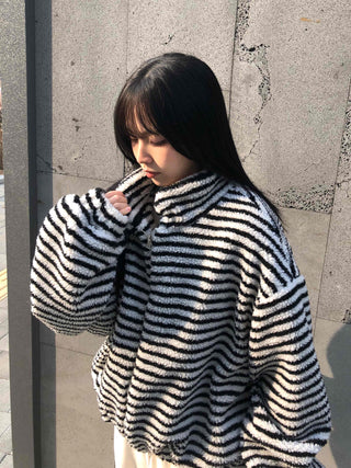 Half Stripe Teddy Fleece