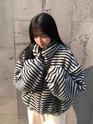 Half Stripe Teddy Fleece