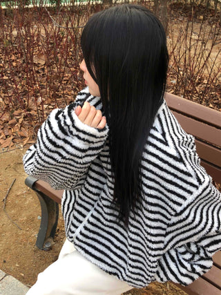 Half Stripe Teddy Fleece