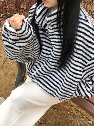 Half Stripe Teddy Fleece