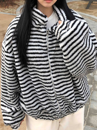 Half Stripe Teddy Fleece