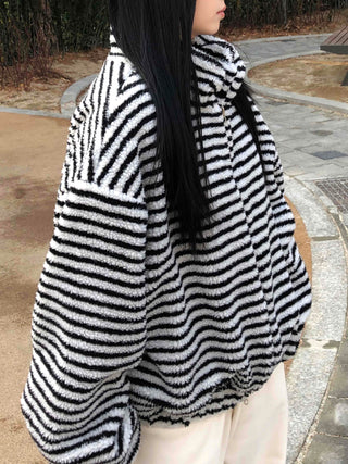 Half Stripe Teddy Fleece