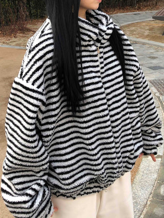 Half Stripe Teddy Fleece
