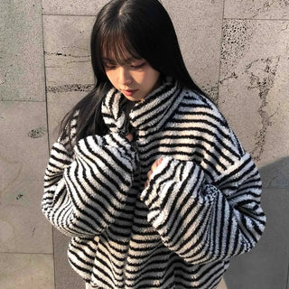 Half Stripe Teddy Fleece