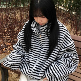 Half Stripe Teddy Fleece